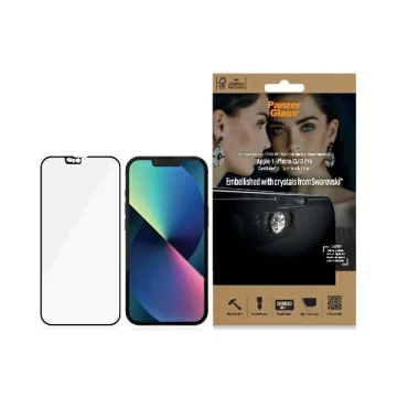 Szkło PanzerGlass E2E Microfracture für iPhone 13 /13 Pro 6,1" CamSlider Swarovsky Case Friendly AntiBacterial czarny/black 2751