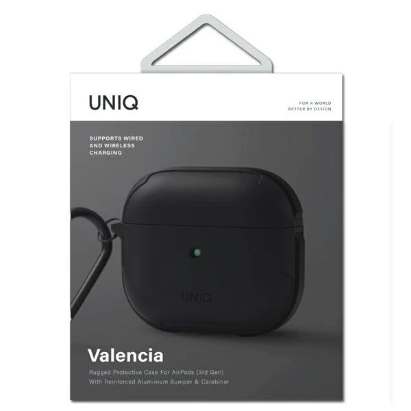 Etui ochronne na słuchawki UNIQ etui Valencia do Apple AirPods 3 czarny/midnight black Antimicrobial