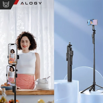 Kijek Selfie Tripod Alogy FlexPod Max z uchwytem na telefon i mocowaniem 1/4 Stabilizacja pilot Bluetooth 215cm