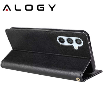 Schützende Flip-Leder-Brieftasche Alogy Wallet Case Handyhülle für Samsung Galaxy A54 5G Schwarz