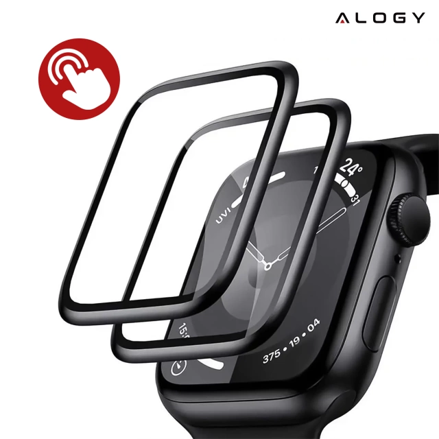 2x Szkło Hybrydowe do Apple Watch 10 42mm Alogy 3D Glass z czarną ramką