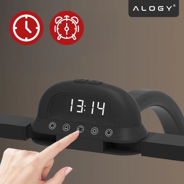 Lampa Biurkowa LED RGB do Monitora ze Składaną Konstrukcją, Regulowaną Jasnością i Pełnym Spektrum Światła, z Mocowaniem do Blatu, Ochrona Oczu, Alogy VisionBar™ – Czarna