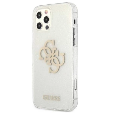 Guess GUHCP12LPCUGL4GTR iPhone 12 Pro Max 6,7" transparente Hartschale Glitter 4G Big Logo