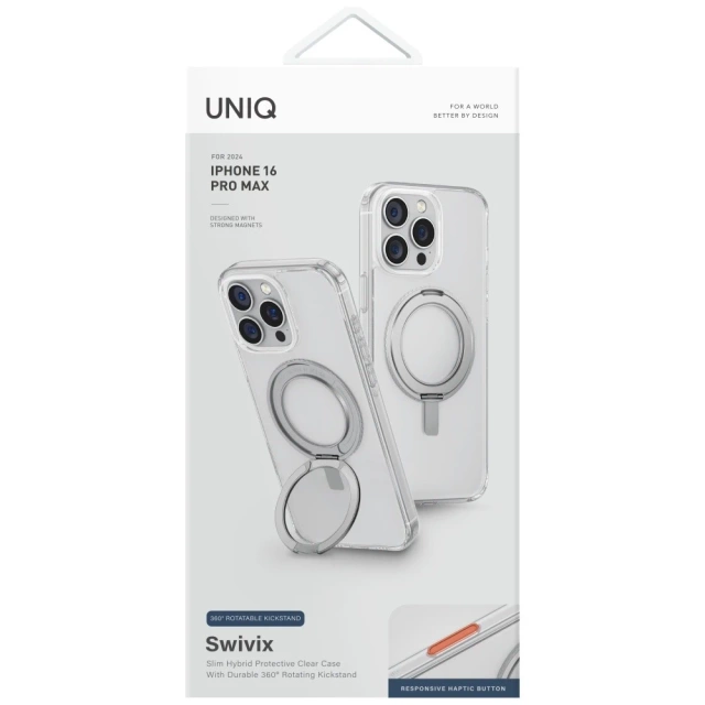 Etui UNIQ Swivix 360 Rotating Kickstand Transparent do iPhone 16 Pro Max