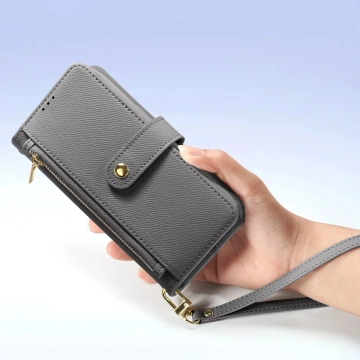 iPhone 16 MagSafe Lederhülle Dux Ducis Lawa Wallet – Grau