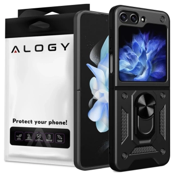 Hülle für Samsung Galaxy Z Flip 6 Armored Case Stand Ring Alogy schwarz