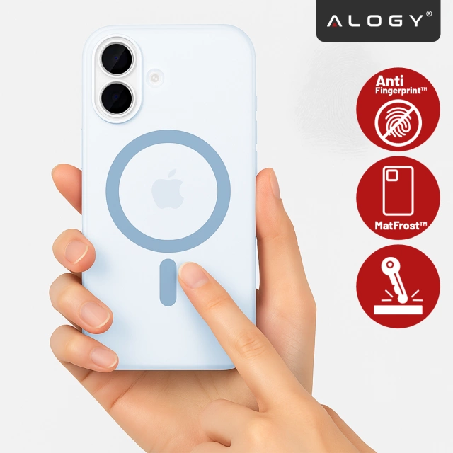 Etui do Apple iPhone 17 – matowa obudowa do MagSafe z ochroną obiektywu, smukłe i odporne na zarysowania, idealne dopasowanie – Alogy Skinny MatteCase™ Mist Blue