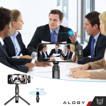 2x Alogy Lightning Wireless Lavalier-Mikrofon für Apple iPhone iPad Kleine Mikrofone Set bestehend aus zwei Mikrofonen