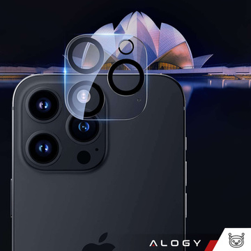 Hülle für iPhone 15 Pro Max Gehäuse Case 2x Bildschirmglas und 2x Linse gepanzert Alogy 360 Hybrid Set 5in1 schwarz und transparent