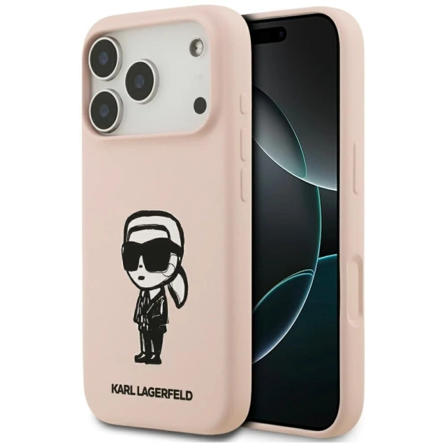 Etui Ochronne do iPhone 17 Pro Karl Lagerfeld Silicone KL Sketch MagSafe Różowy