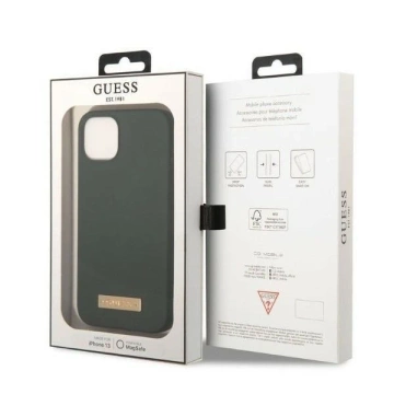 Ratet mal, Handyhülle für iPhone 13 6,1" grün/khaki Hartschale Silikon Logo Plate MagSafe