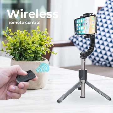 Selfie-Stick mit Bluetooth-Fernbedienung, Stativ, Gimbal-Stabilisator-Kit/Griff, Schwarz, SSTR-L08