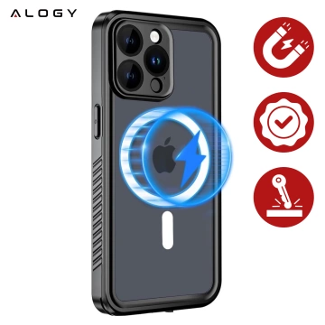 Hülle für Apple iPhone 15 Pro Armored 360 Hülle für Mag Safe wasserdicht Armor IP68 Alogy schwarz