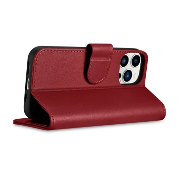 iCarer Wallet Case 2in1 für iPhone 14 Pro Max Leder Flip Cover Anti-RFID Rot