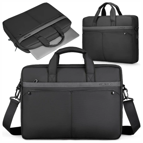 Mark Ryden 15,6"-Laptoptasche, wasserdicht, elegant und geräumig (9 l), leicht (0,5 kg), mit Laptop- und Tabletfach (9,7"), Tragegurt – Schwarz