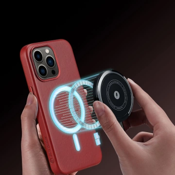 Dux Ducis Naples Hülle für iPhone 13 Pro Max Lederhülle (MagSafe kompatibel) rot