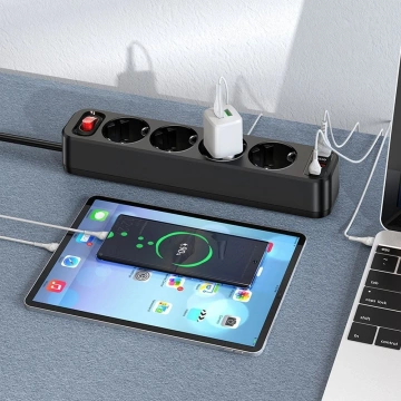 HOCO 4-Port Steckdosenleiste 2x USB-A Typ C PD QC3.0 20W NS1 1,8m