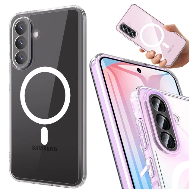 Etui do Samsung Galaxy A56 / A36 5G obudowa ochronna na telefon Alogy HybridMag™️ Case do MagSafe Przezroczyste + Szkło hartowane
