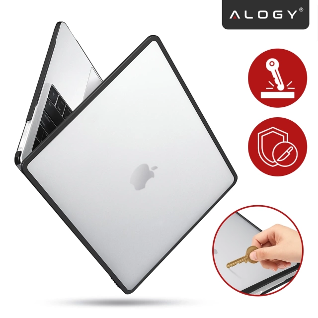 Etui ochronne do Apple Macbook Air 13 13.3" - 2018-2020 (M1 A2337/A2179/A1932) Alogy MatteGuard™ obudowa Matowa Przezroczysta Biel z czarną ramką