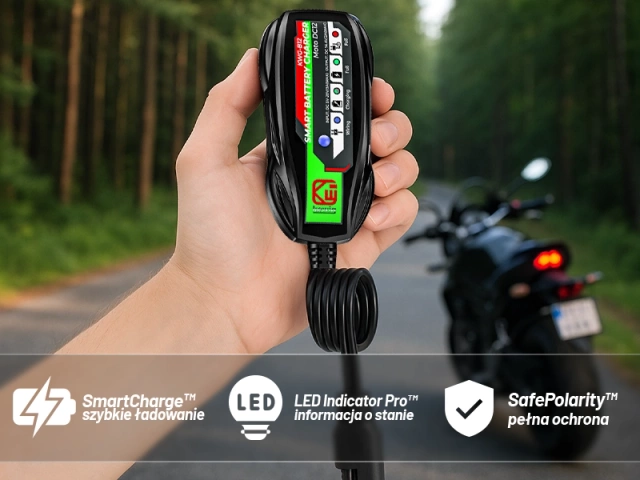 Ładowarka do Akumulatorów Motocyklowych Kewig B12 – Prostownik Mini z Podłączeniem do Akumulatora, USB-C z Gniazdka lub Powerbanku, Inteligentna z Zabezpieczeniami