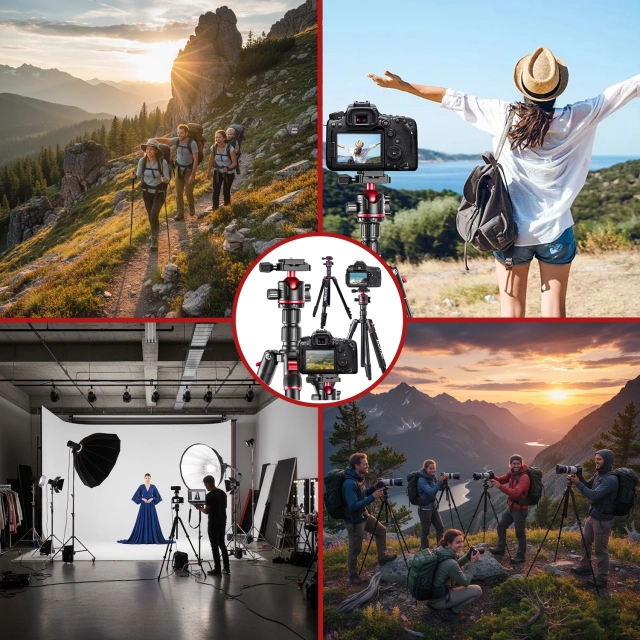 Statyw Profesjonalny 2w1 – Tripod i Monopod do Aparatu i Kamery, Składany z Regulowaną Wysokością i Głowicą Kulową 360°, Stabilny i Lekki, ProStand™ – Czarny