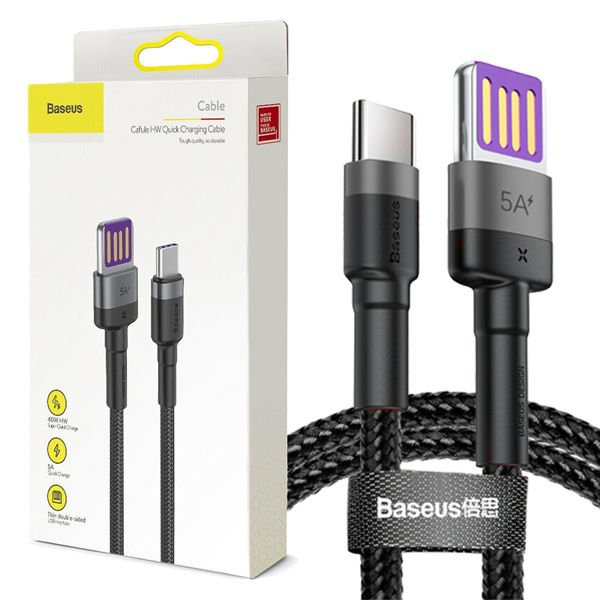 Baseus Kabel Cafule HW QC USB-C Typ C 40W 5A 1M Grau Schwarz