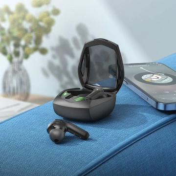 HOCO EW28 TWS Kabellose Bluetooth-Kopfhörer – Schwarz mit Gaming-Modus und Ladeetui