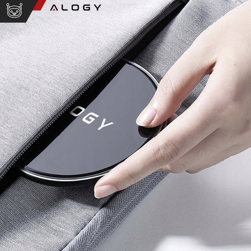 QI kabelloses induktives Ladegerät 15 W schnelle LED Alogy rund für iPhone USB-C-Kabel Schwarz