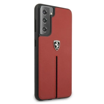 Etui na telefon Ferrari Hardcase do Samsung Galaxy S21 czerwony/red hardcase Off Track Leather Nylon Stripe