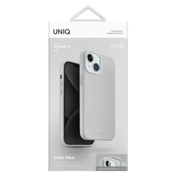 Etui UNIQ Lino Hue do iPhone 15 6,1" Magclick Charging jasnoszary/kreidegrau
