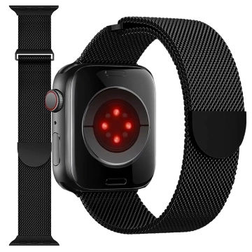 Alogy Stahlarmband für Apple Watch 42/44/45/49 mm Edelstahl Schwarz