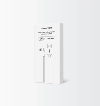 Abgewinkeltes Kabel UGREEN USB - Lightning MFI 1m 2.4A schwarz (60521)