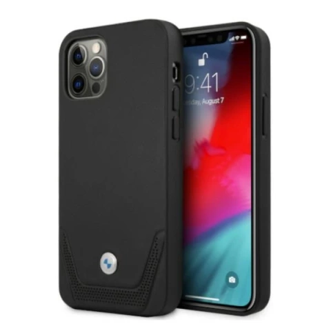 BMW BMHCP12LRSWPK Handyhülle für Apple iPhone 12 Pro Max 6.7" schwarz/schwarz Hardcase Leder perforiert
