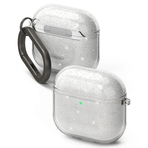 Etui do Apple AirPods 4 Ringke Air Glitter Clear + Karabińczyk