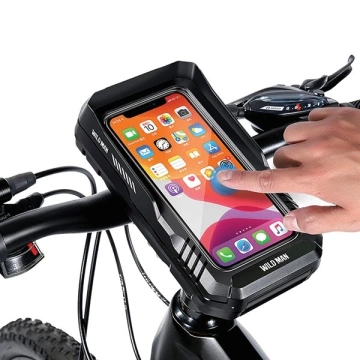 Wildman FK4 Fahrrad-Lenkertasche, wasserdicht, Handytasche, Schwarz