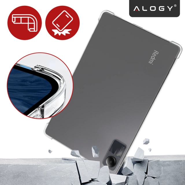 Etui Ochronne do Redmi Pad SE 11" 2023, Wzmocnione Narożniki, Smukłe i Lekkie, Antywstrząsowe ShockProof, Alogy FlexiShield™ – Przezroczyste