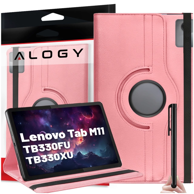 Etui 360 do Lenovo Tab K11 / K11E 11” M11 10.95" TB330FU / TB330XU / TB331FC obrotowe pokrowiec obudowa z klapką na tablet Case Alogy Różowe