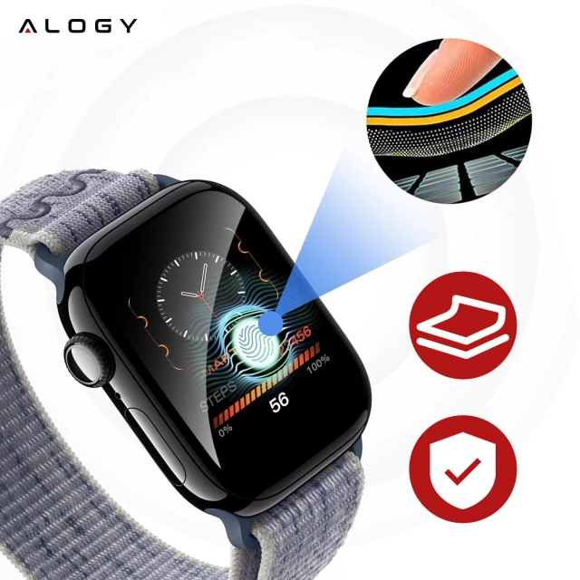 Szkło Hybrydowe do Apple Watch 10 46mm Alogy 3D Glass z czarną ramką