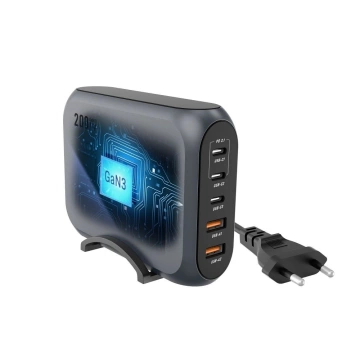 Forcell GaN III Desktop-Ladegerät 200 W 3 x USB-C 2 x USB-A PD QC SFC