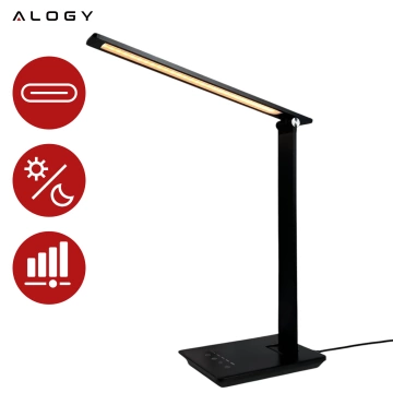 Alogy LED-Schreibtischlampe mit USB-Ladeanschluss, faltbar, Schwarz