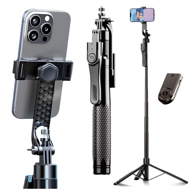 Kijek Selfie Tripod Alogy FlexPod Max z uchwytem na telefon i mocowaniem 1/4 Stabilizacja pilot Bluetooth 215cm