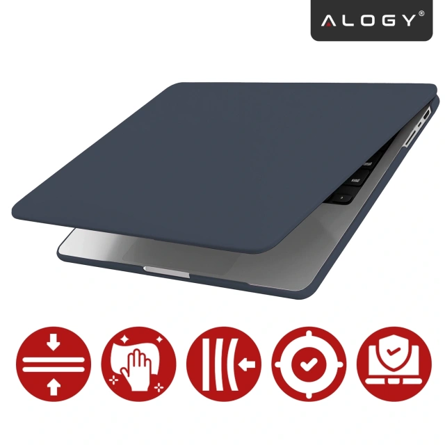 Etui do Apple Macbook Pro 14 2021-2024 (M1/M2/M3/M4) – elastyczna, matowa obudowa ochronna, lekka i odporna – Alogy AirGuard™ Granatowy