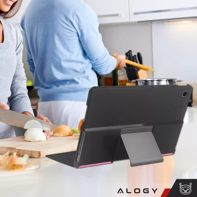 Etui + Szkło ochronne do Lenovo Tab Plus 11.5" 2024 TB351FU Alogy Book Cover Case obudowa na tablet Różowe + Rysik Gratis