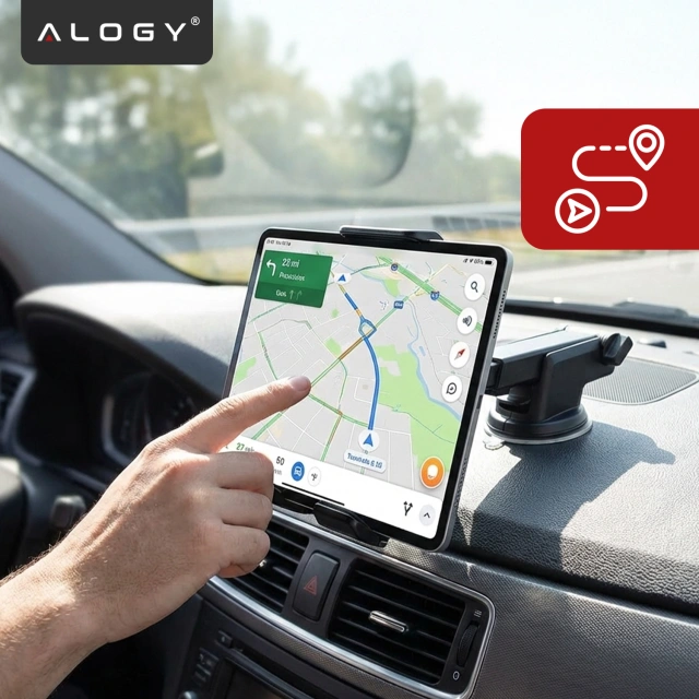 Uchwyt samochodowy na telefon i tablet – 2w1, mocny i stabilny, regulowany 4.7–11”, montaż na szybę i kokpit, pełna regulacja – Alogy DriveMount™ Premium Czarny
