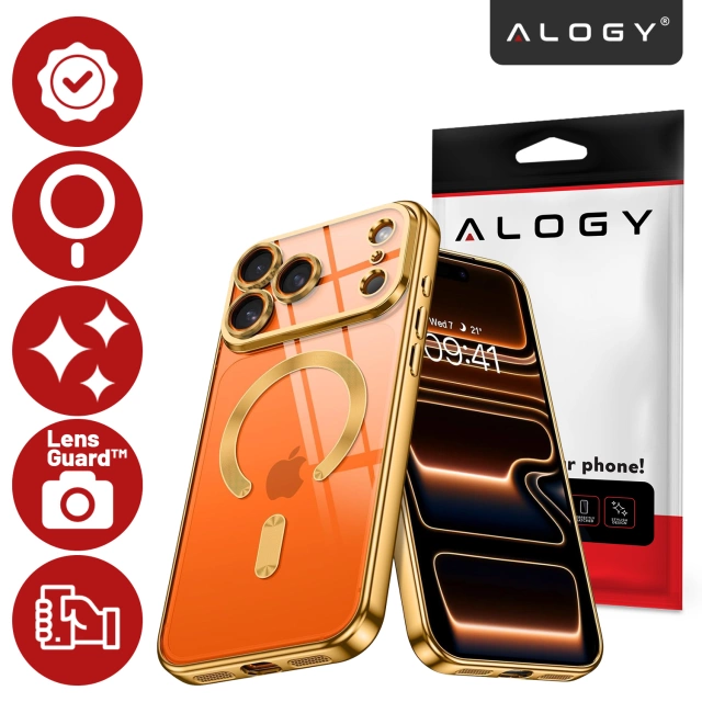Etui z MagSafe do Apple iPhone 17 Pro – obudowa glamour z ochroną obiektywu, eleganckie i odporne na zarysowania – Alogy LuxuryRing™ Glamour Case Gold