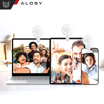 Alogy Mini Selfie Ring LED-Lichtclip für Telefonaufnahmen mit einem Clip Weiß