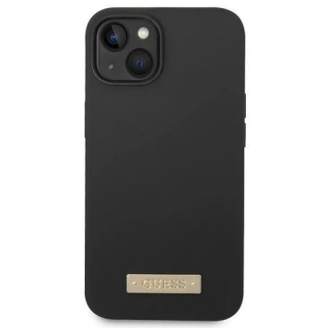 Etui Guess GUHMP14SSBPLK do Apple iPhone 14 6,1" czarny/black hard case Silicone Logo Plate MagSafe