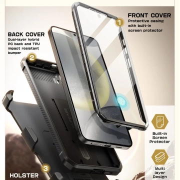 Etui für Samsung Galaxy S25 Supcase Unicorn Beetle Pro 2er-Set Schwarz