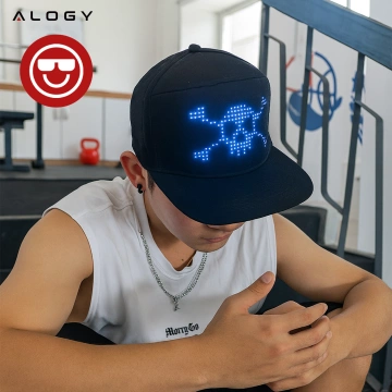 Alogy PixelCap™ LED-Baseballkappe mit RGB-LED-Beleuchtung, Bluetooth-Pixeln, Steuerung per Smartphone-App, Schwarz