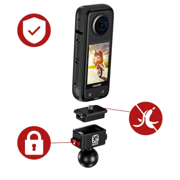 Kewig QuickLock Aluminium-Motorradhalterung für 1/4"-360°-Actionkameras, stabil mit Antivibrationsverriegelung, Schnellklemmbefestigung am Lenker oder Rahmen